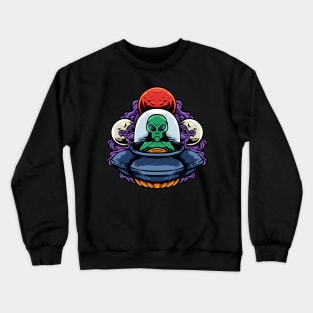 Alien Flying a Spaceship Crewneck Sweatshirt